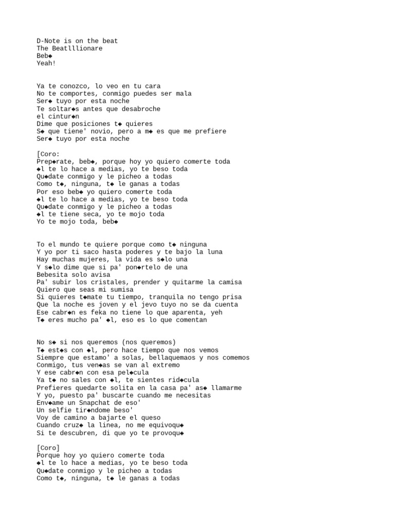 Quiero comerte toda: letra y tema | PDF | Arte | Relaciones personales ...
