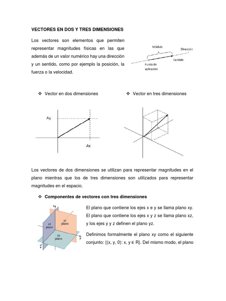 Vectores en Dos y Tres Dimensiones | PDF | Vector Euclidiano | Escalar ...