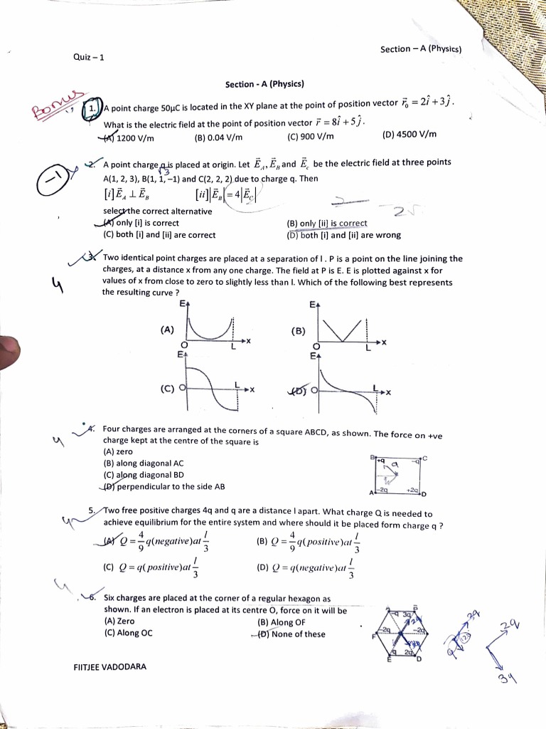 Quiz 1 PDF Electric Charge Force