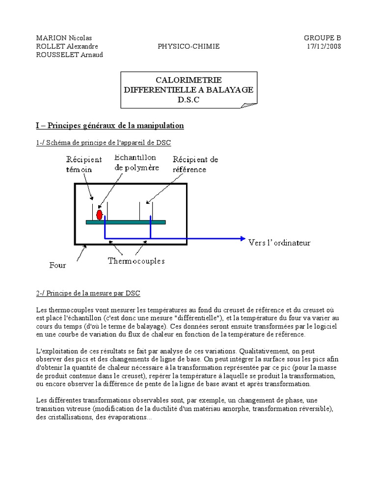 Analyse de la calorimétrie DSC | PDF | Calorimétrie différentielle à ...