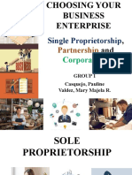 Sole Proprietorship Partnership Corporation