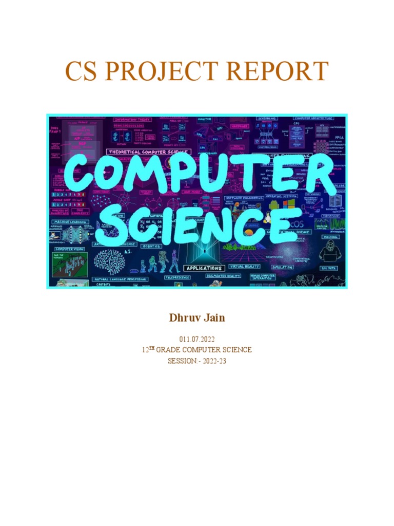 Cs Project Report Download Free Pdf Integer Computer Science