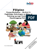 Filipino6 - Q1 - Mod4 - Pagbibigay Kahulugan Sa Kilos at Pahayag NG Mga Tauhan Sa Napakinggang Pabula - v.2