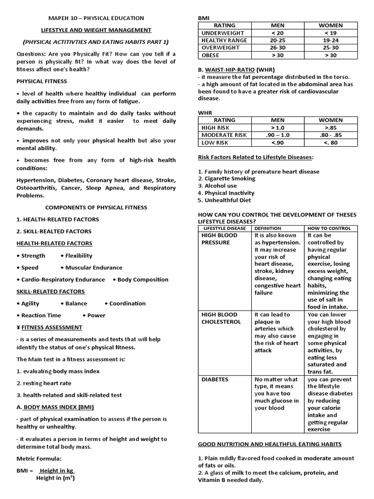 Fitness and Lifestyle Management Guide | PDF | Physical Fitness ...