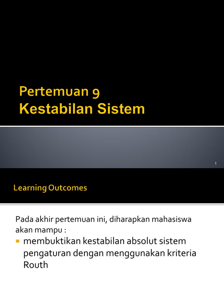 Pertemuan 9 - Kestabilan Sistem | PDF