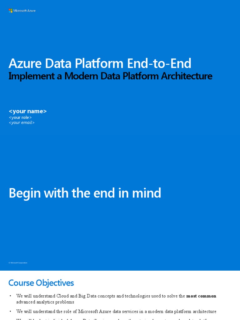 Azure Data Platform End2End - 1day | PDF | Microsoft Azure | Cloud ...
