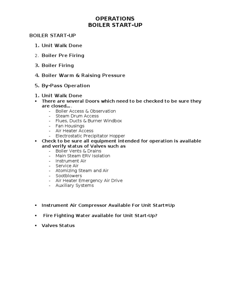 Boiler Start-Up Procedure Overview | PDF | Technology & Engineering