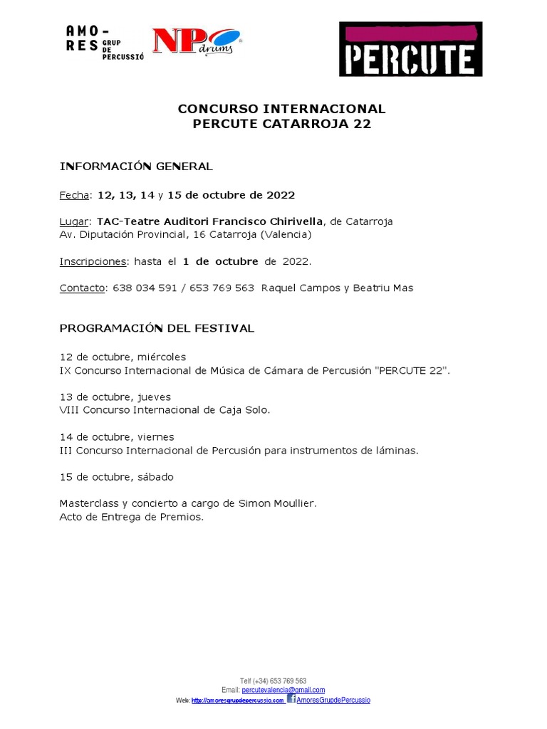 Bases Percute 22 Versio Final 1 | PDF | Las artes escénicas | Sonido