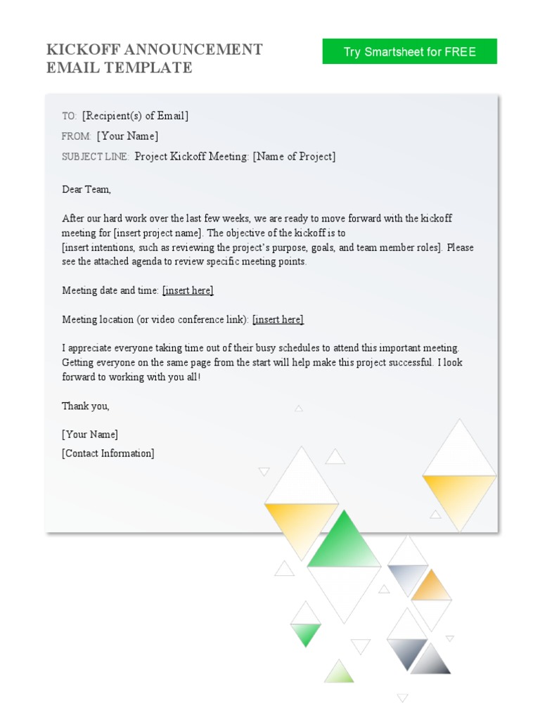 Project Kickoff Meeting Email Template | PDF