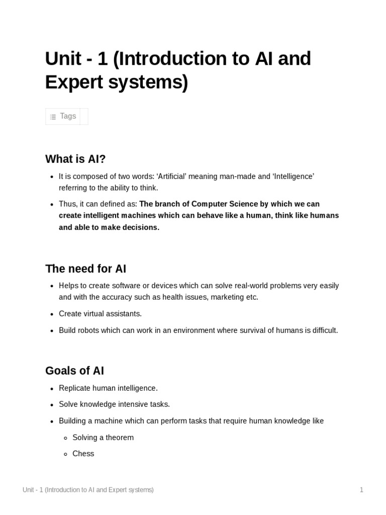 Unit - 1 (AI) | PDF