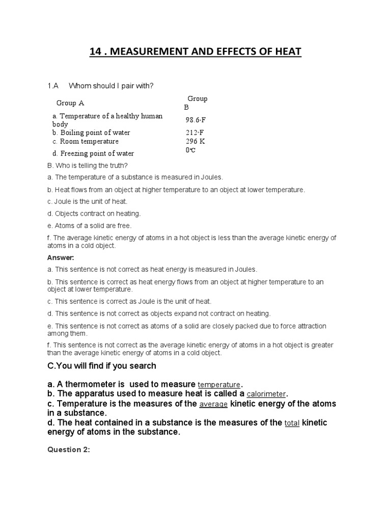 std8 Science ch.14 Measurement and Effects of Heat PDF Thermal