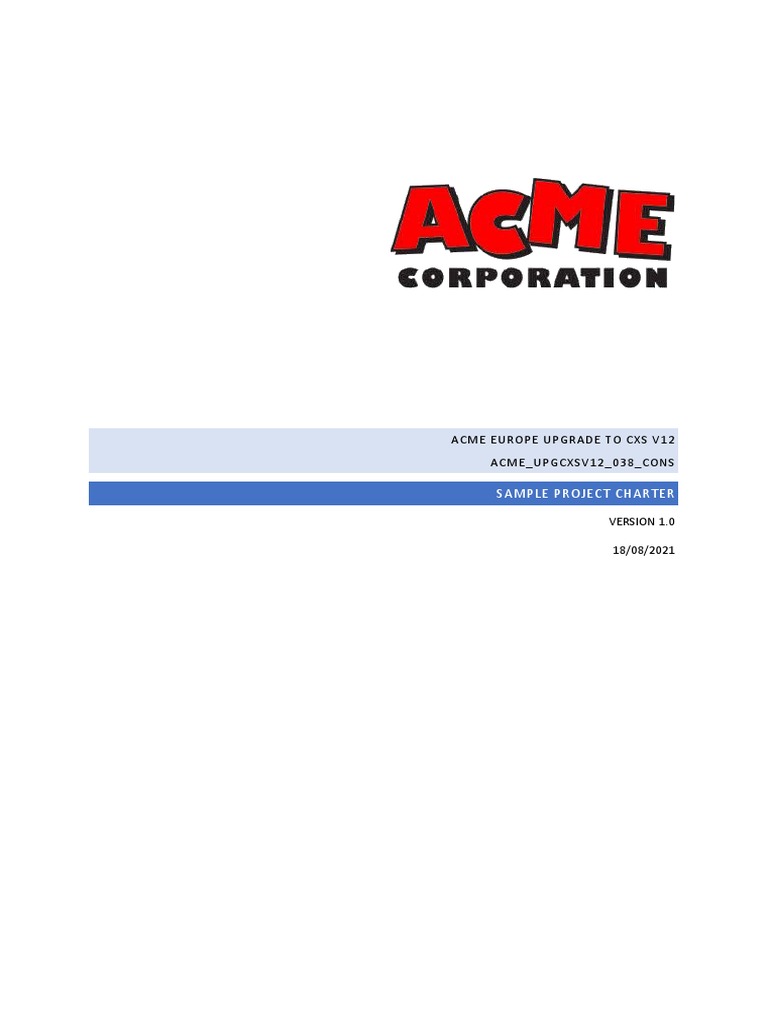 Sample Project Charter Pdf