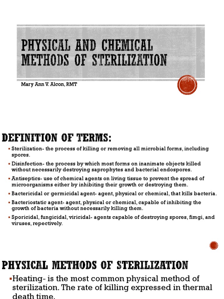 Physical and Chemical Methods of Sterilization PDF Sterilization (Microbiology) Disinfectant