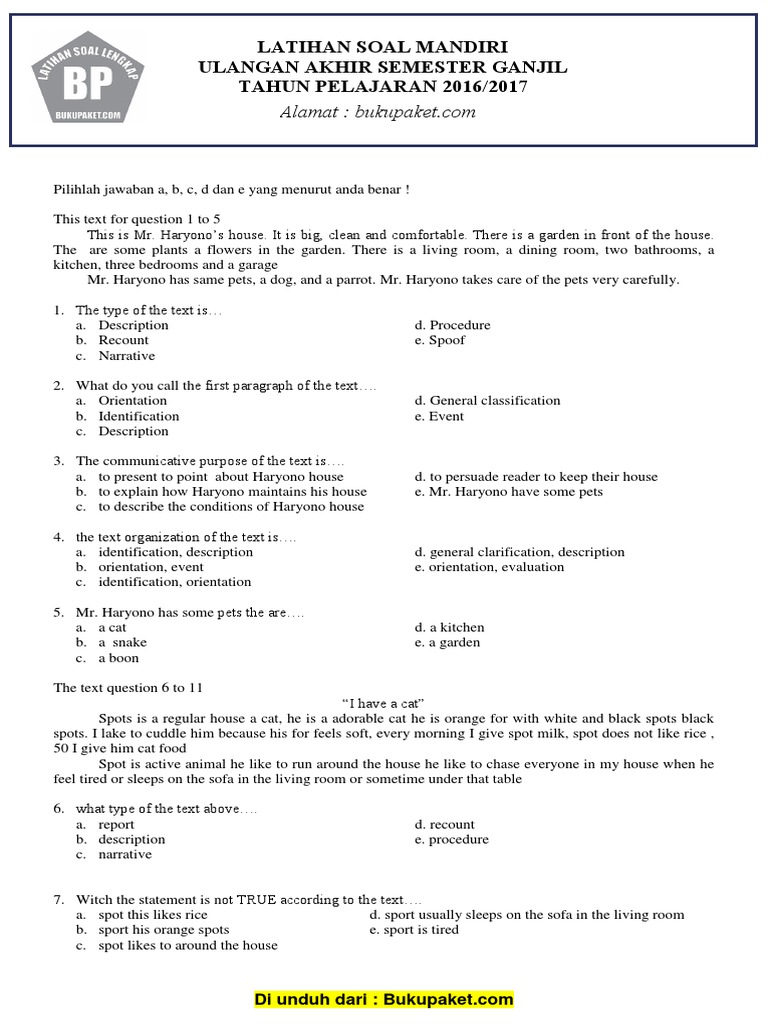 Contoh Multiple Choice Questions | PDF | Bali | Linguistics