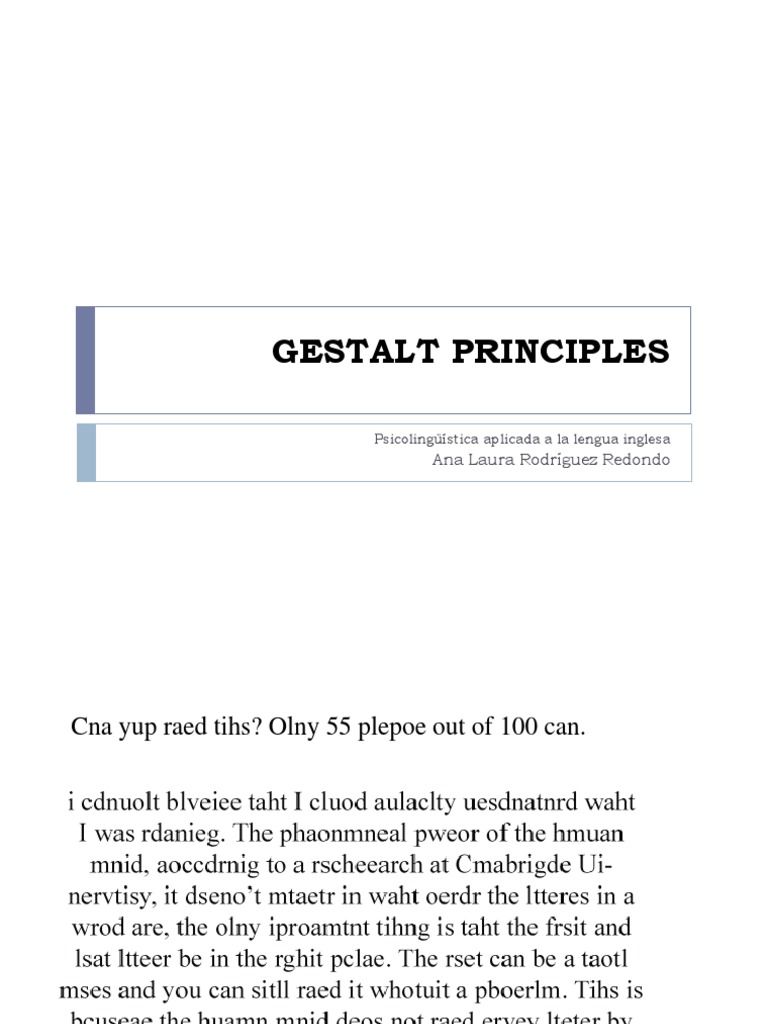 Perception Gestalt Principles | PDF | Perception | Neuropsychological ...