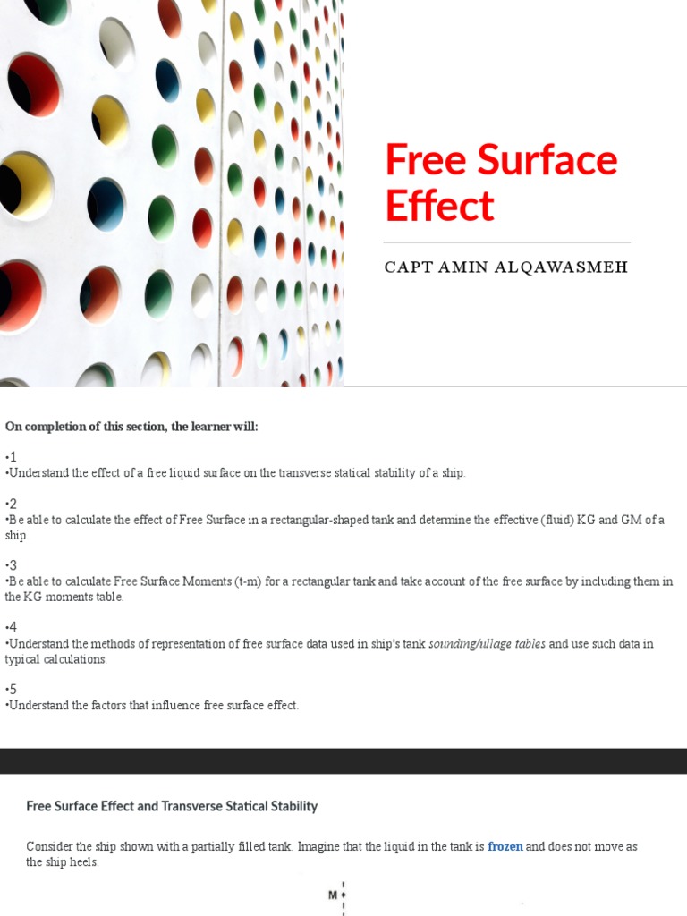 Free Surface Effect on Ship Stability | PDF | Density | Liquids