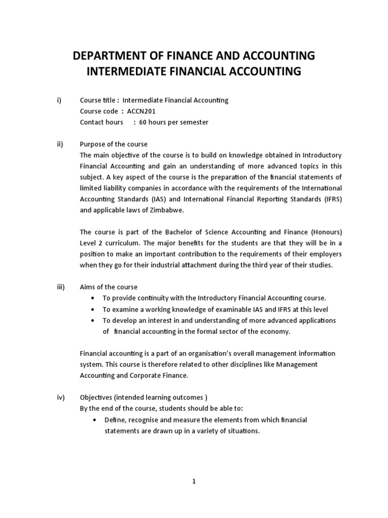 BSC Accounting and Finance Intermediate Financial Accounting PDF