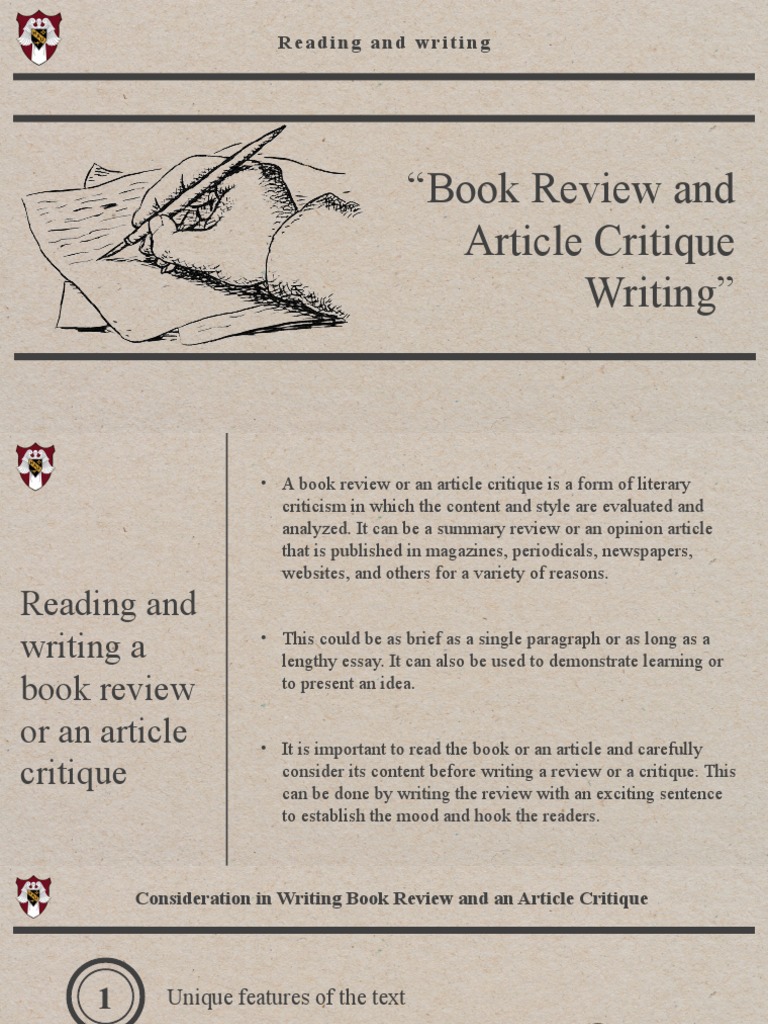 Book Review and Article Critique Writing PDF
