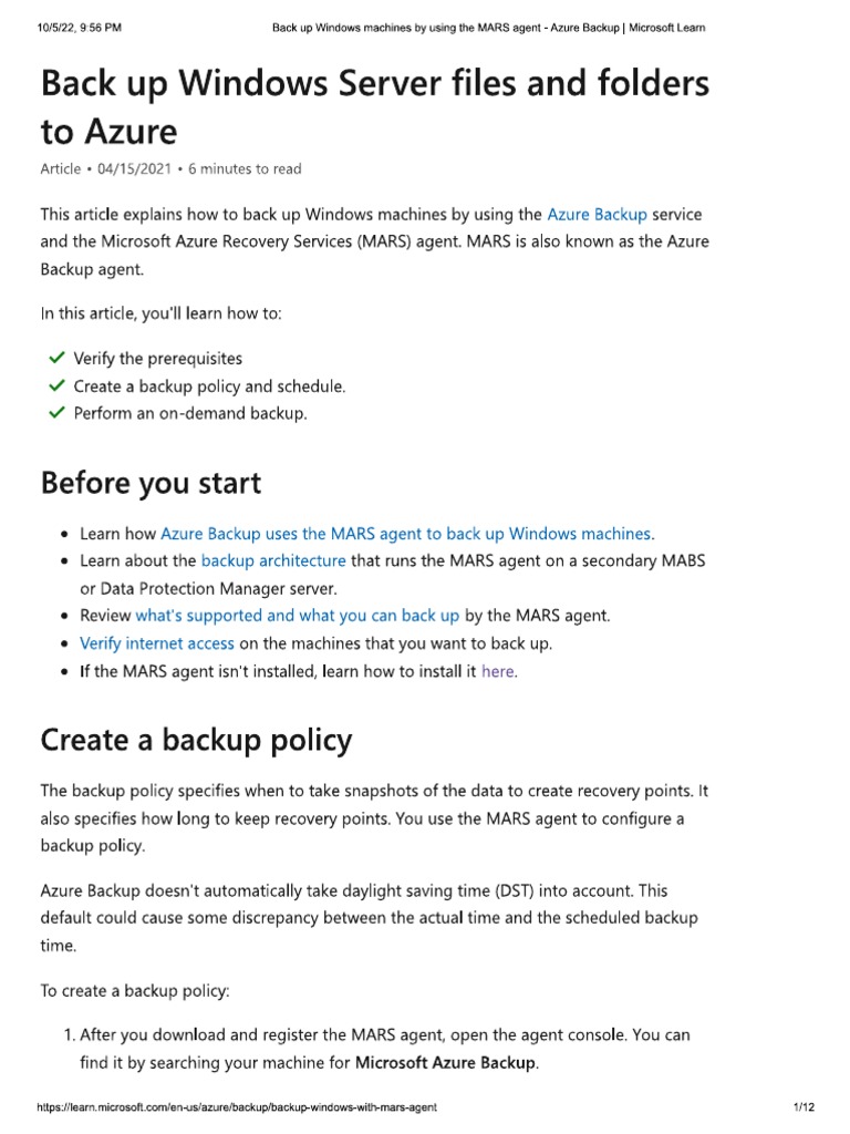Azure Backup Policy PDF
