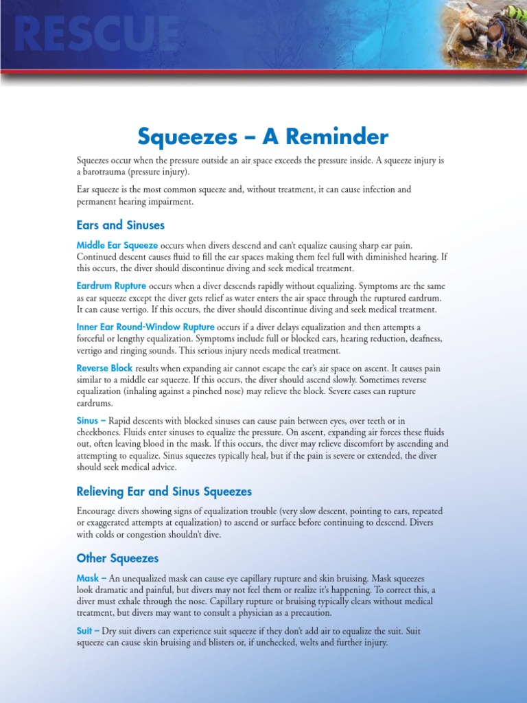 Squeezes Reminder PDF Underwater Diving Ear