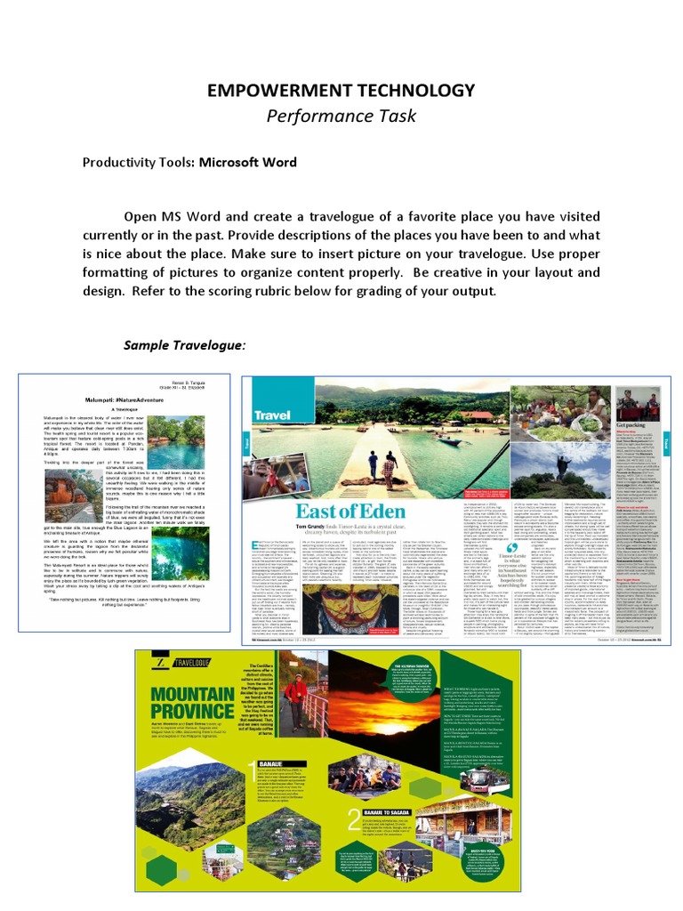 ETech PERFORMANCE TASK MSWORD | PDF | Art