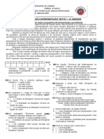 8º e - Avaliação Interpretação Texto 1 - III Unidade Aluno