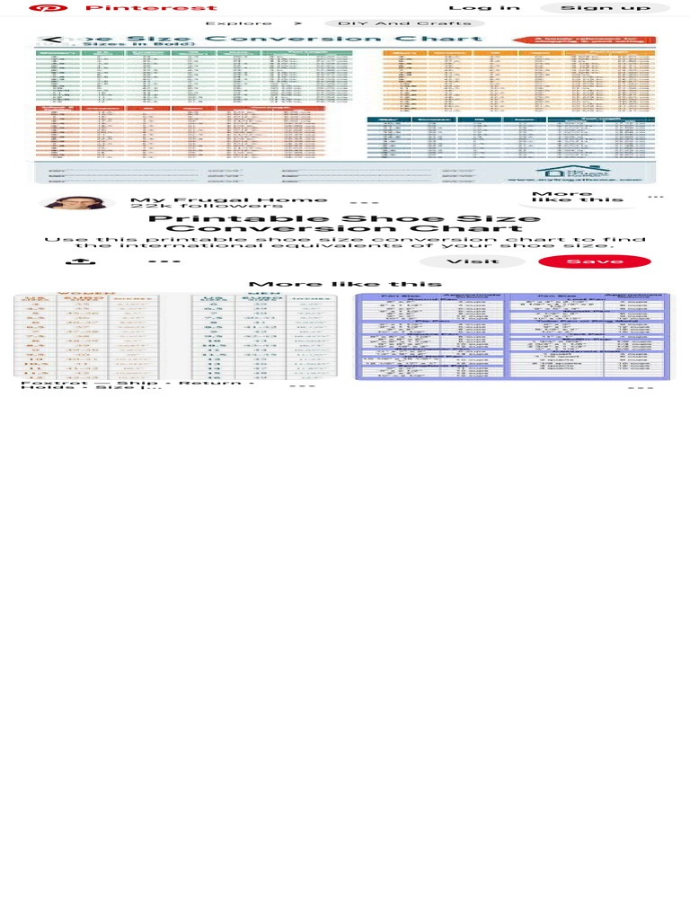 Printable Shoe Size Conversion Chart Conversion Chart, Shoe Size ...