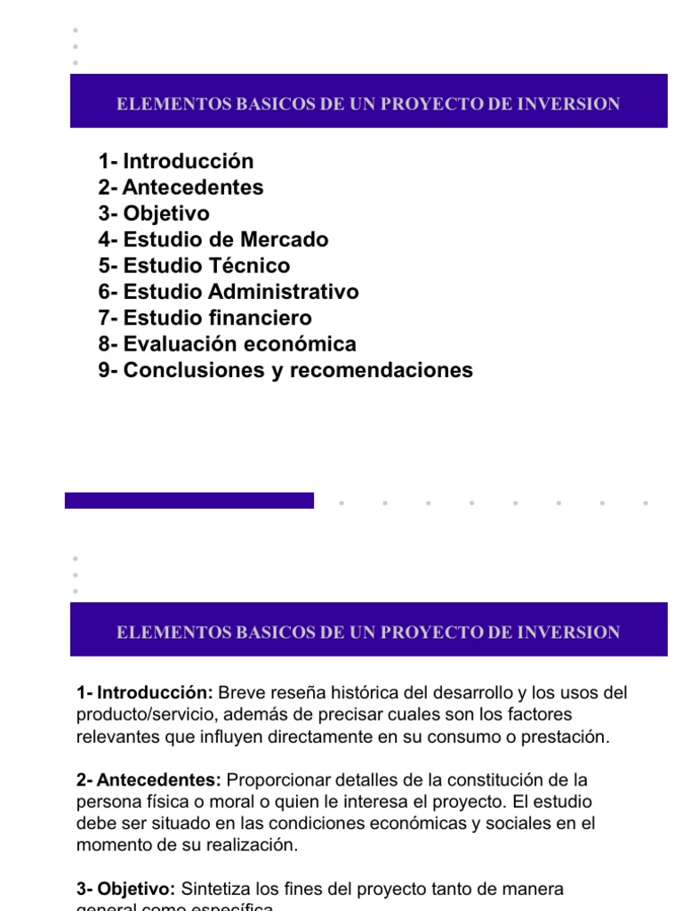Elementos Basicos de Un Proyecto de Inversion | PDF | Tasa interna de ...