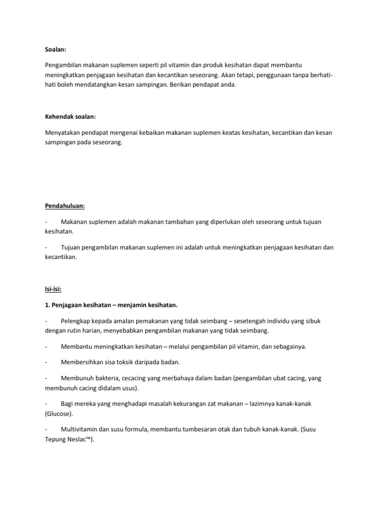 Kebaikan Dan Keburukan Makanan Suplemen Pdf