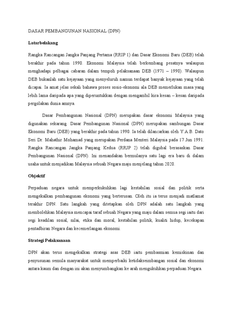 Pengajian Malaysia Wawasan 2020