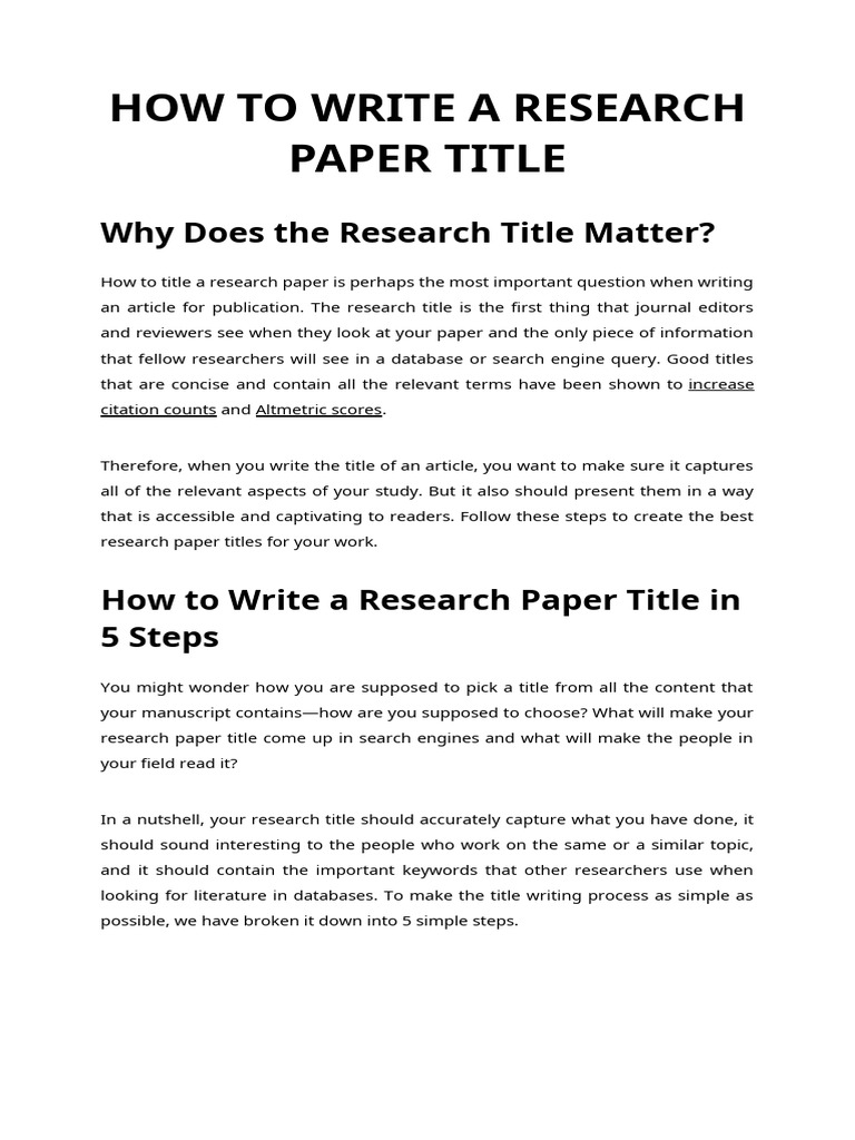 How To Write A Research Paper Title | PDF | Academic Publishing | Cognition