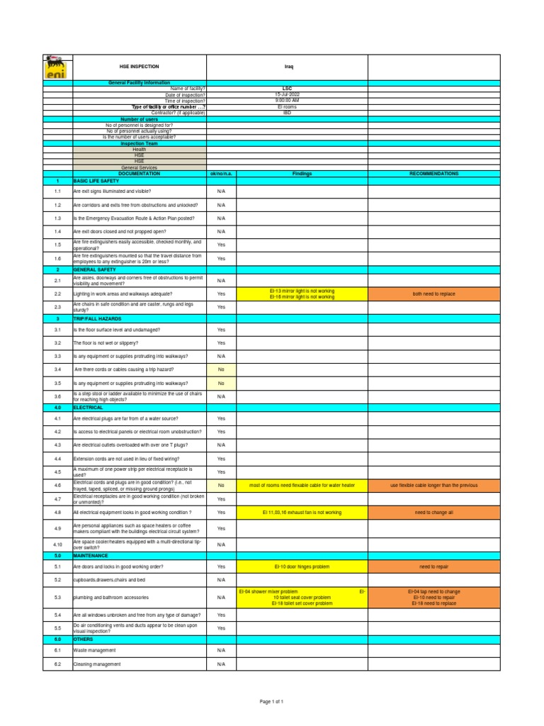 EI Inspection | PDF | Ac Power Plugs And Sockets | Manufactured Goods