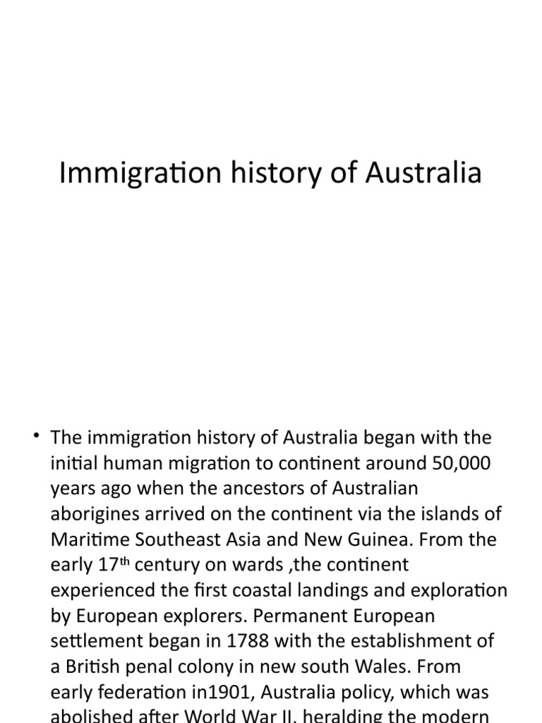 Immigration History of Australia PDF