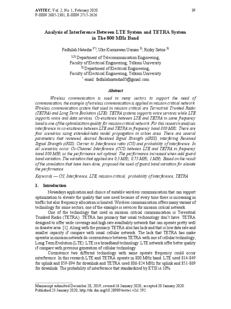 Analysis Of Interference Between Lte Sys 8f1d5e18 Pdf Cellular