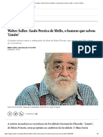 Walter Salles - Saulo Pereira de Mello, o Homem Que Salvou 'Limite' - Jornal O Globo
