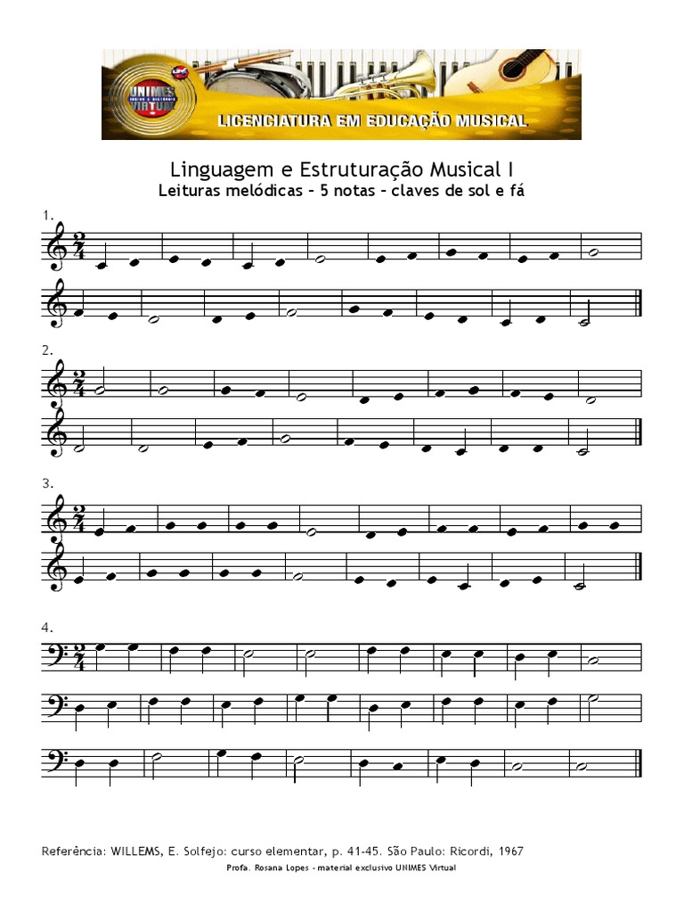 Leitura Melódicas Exercícios de 5 Notas PDF