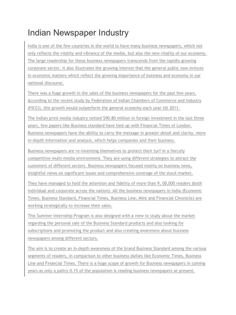 Indian Newspaper Industry PDF Newspapers Likert Scale