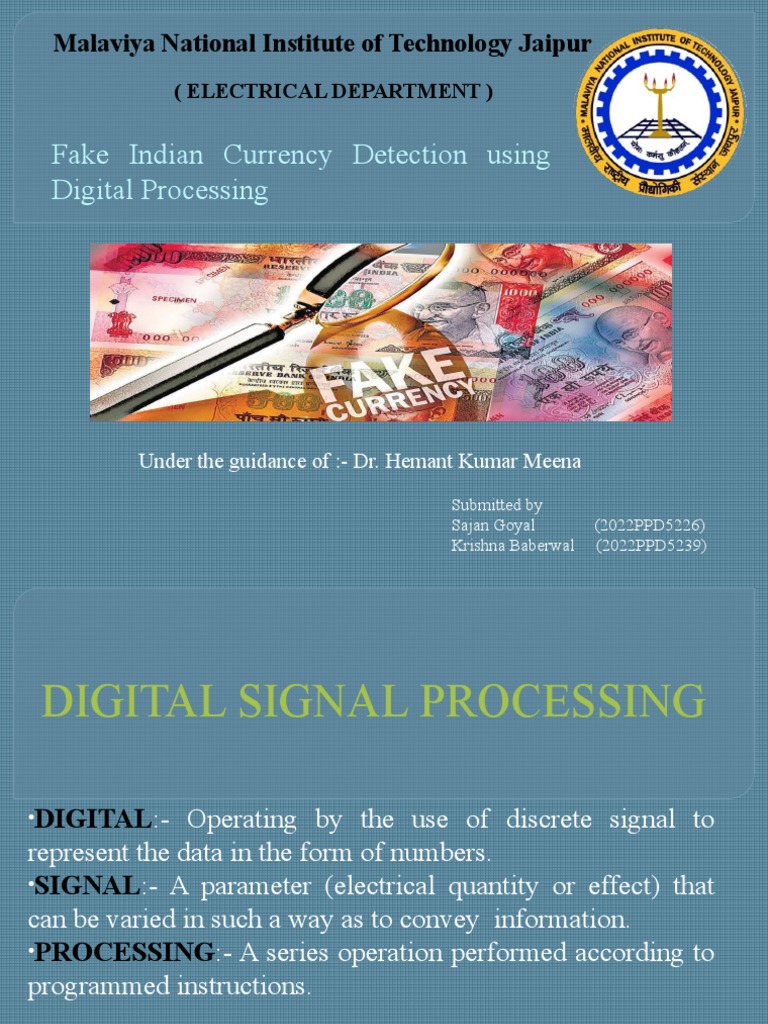 Indian Currency Detection Using Digital Processing PDF Counterfeit