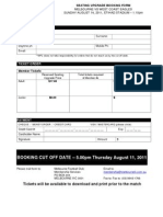 Booking Cut Off Date - 5.00pm Thursday August 11, 2011: Personal Details