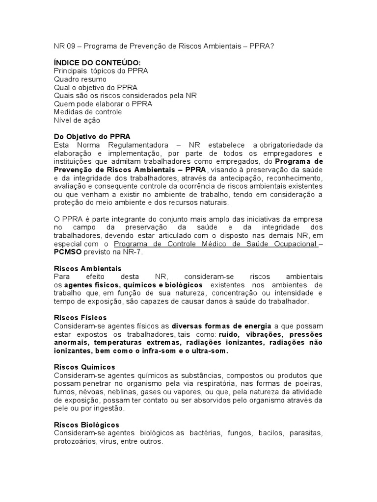 PPRA: Guia Completo de Riscos Ambientais | PDF | Ambiente natural | Química