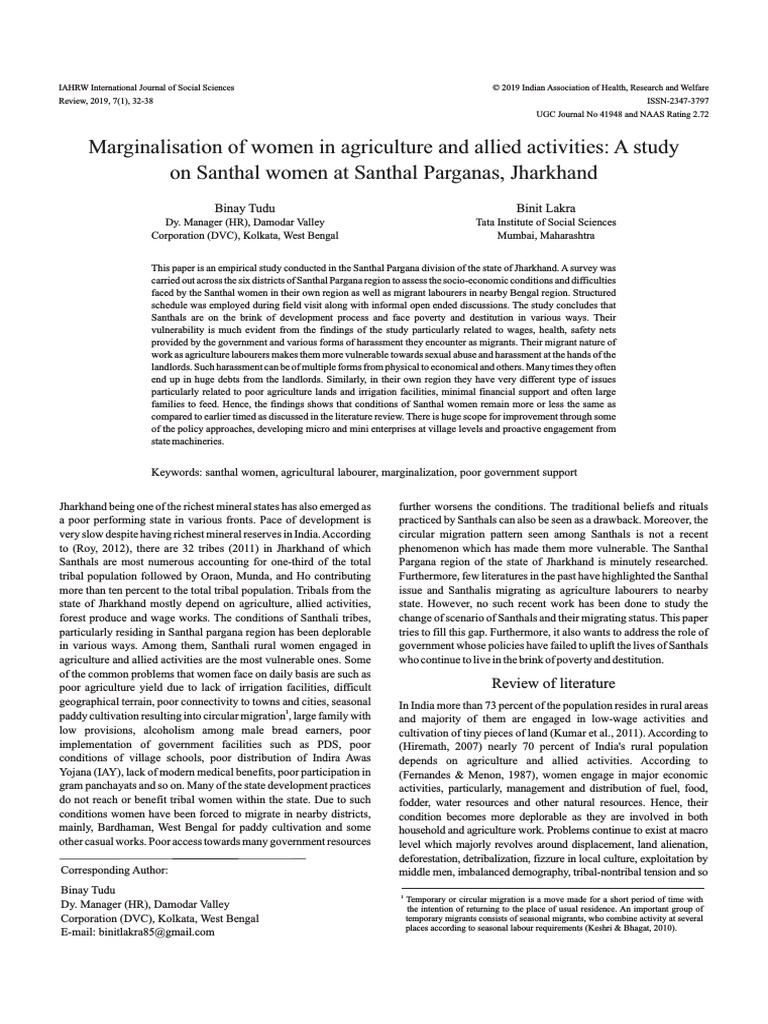 Marginalization of Women in Agriculture and Allied Activities | PDF ...