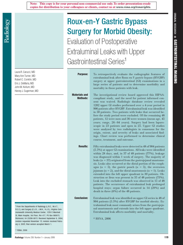 Consulta. Roux-En-Y Gastric Bypass Surgery For Morbid Obesity | PDF ...
