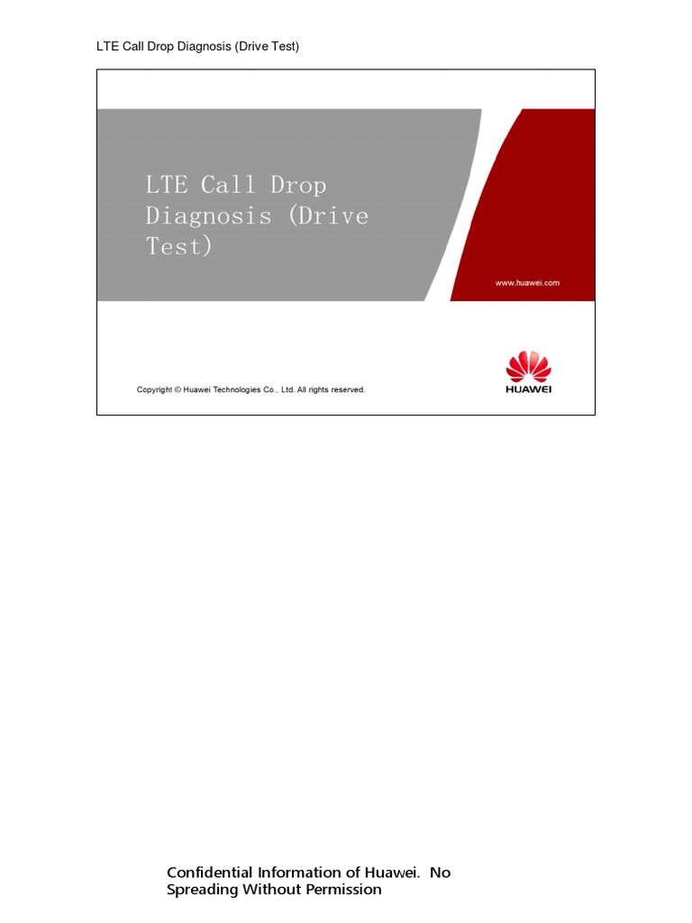 Huawei LTE Call Drop Diagnosis (Drive Test) PDF Mobile Technology