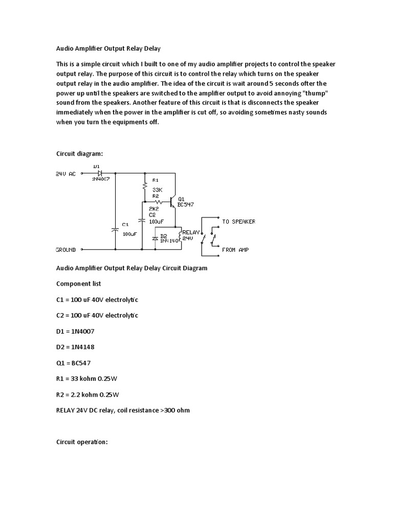 Audio Amplifier Output Relay Delay PDF