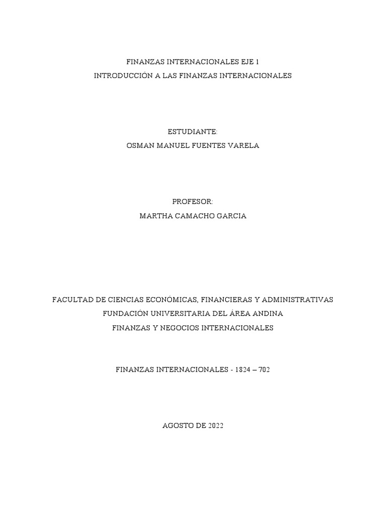 Introducción a Finanzas Internacionales | PDF | Inflación | Moneda