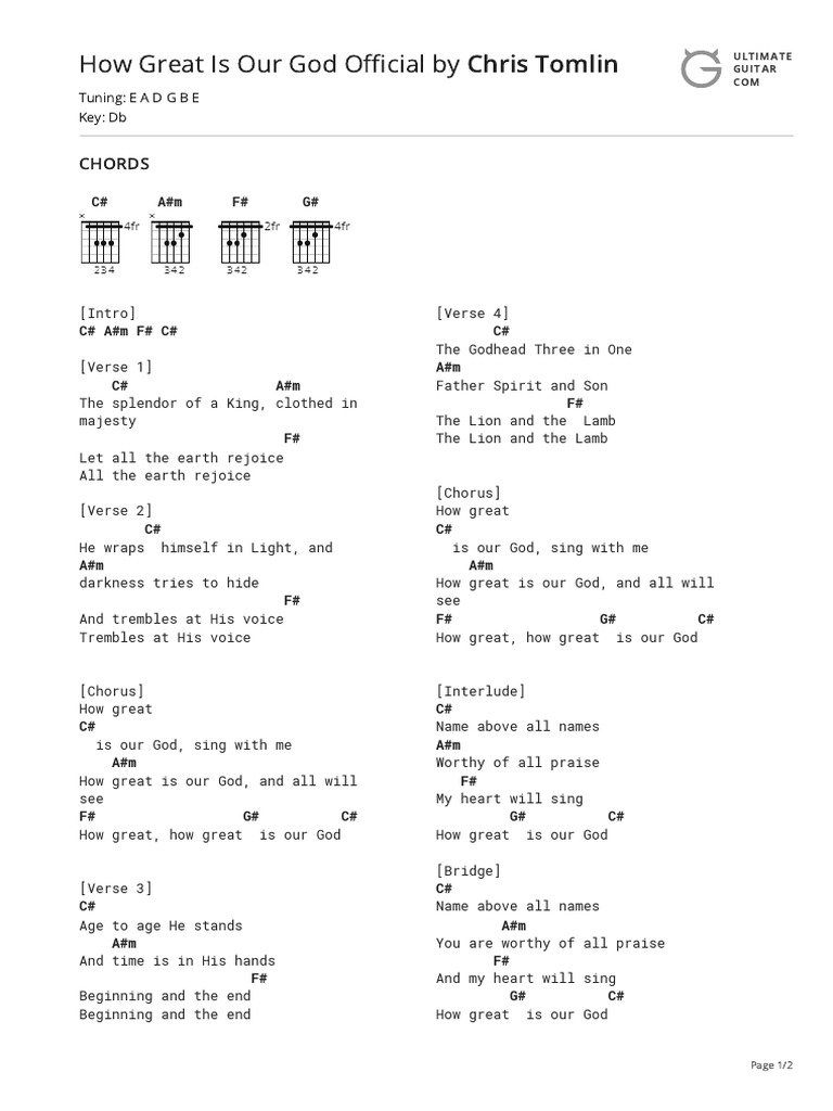 How Great Is Our God Official By Chris Tomlintabs At Ultimate Guitar