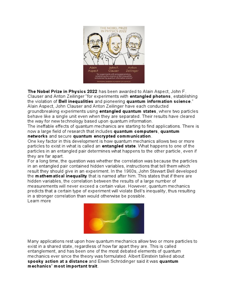 NOBEL PRIZE QUANTUM ENTANGLEMENT EXPLAINED visual data 2