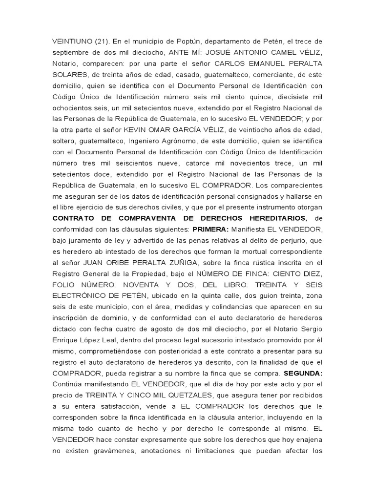 Contrato de Compraventa en Poptún | PDF | Guatemala | Justicia