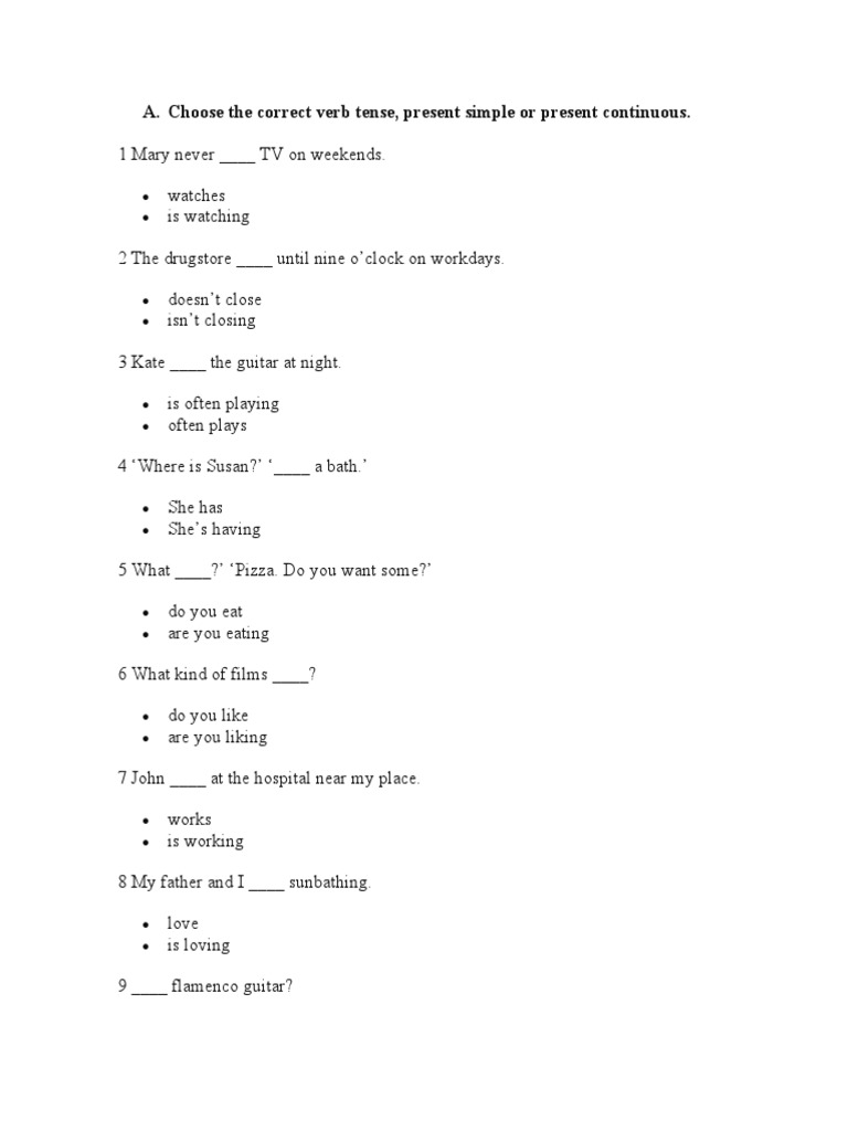 Present Simple Vs Present Continous Pdf
