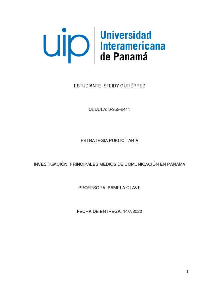 Medios de Comunicacion en Panama PDF Panamá Medios de comunicación)